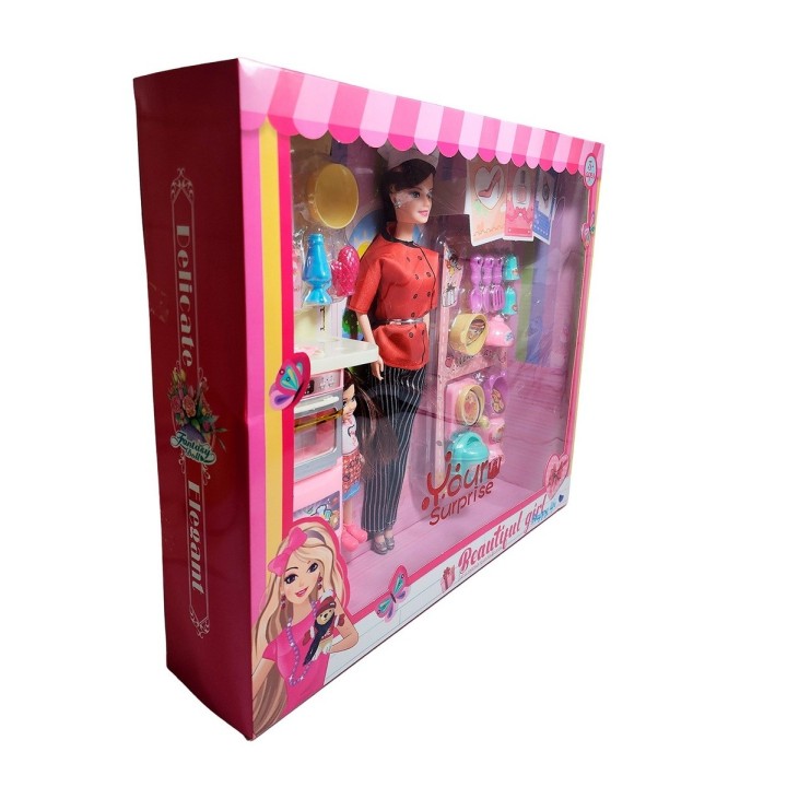 Muñeca Chef Con Muñeca Mini + Accesorios Cocina Juguete Niña