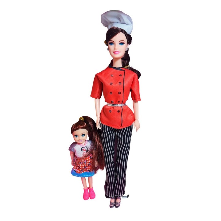 Muñeca Chef Con Muñeca Mini + Accesorios Cocina Juguete Niña