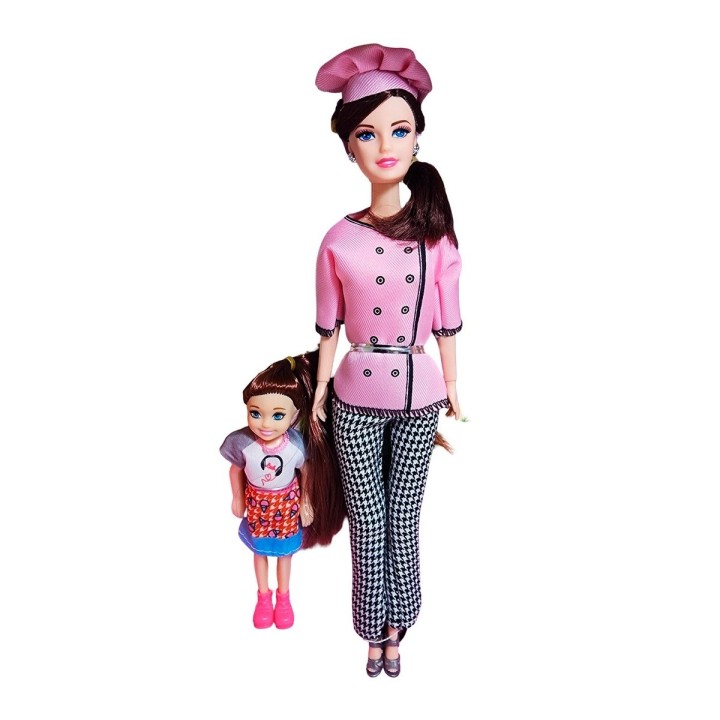 Muñeca Chef Con Muñeca Mini + Accesorios Cocina Juguete Niña