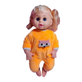 Muñeca Bebe Con Vestido Sonajero + Utencilios De Comida