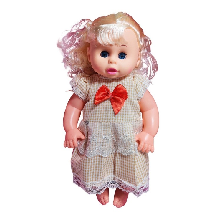 Muñeca Bebe Con Vestido Sonajero + Utencilios De Comida