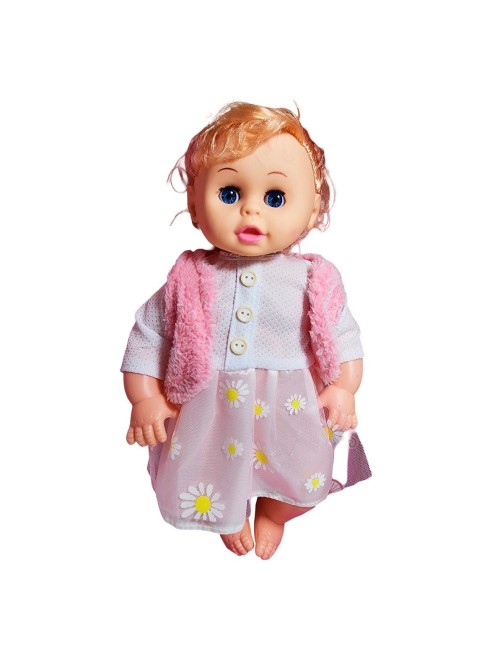 Muñeca Bebe Con Vestido Sonajero + Utencilios De Comida