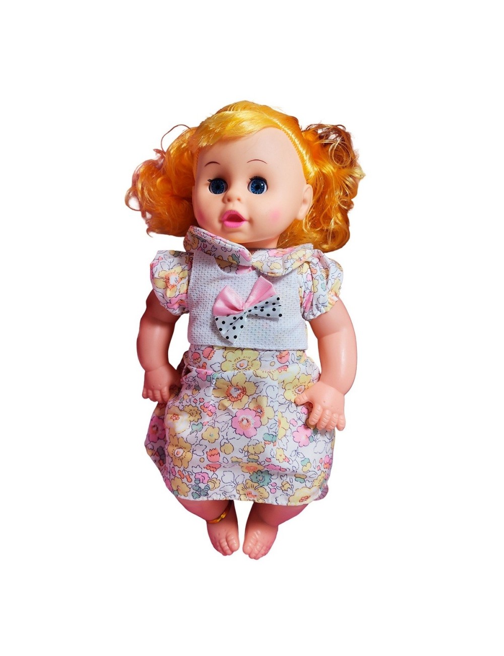 Muñeca Bebe Con Vestido Sonajero + Utencilios De Comida