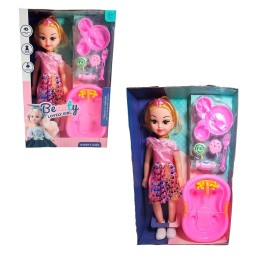 Muñeca Con Vestido Bañera + Accesorios Juguete Niñas