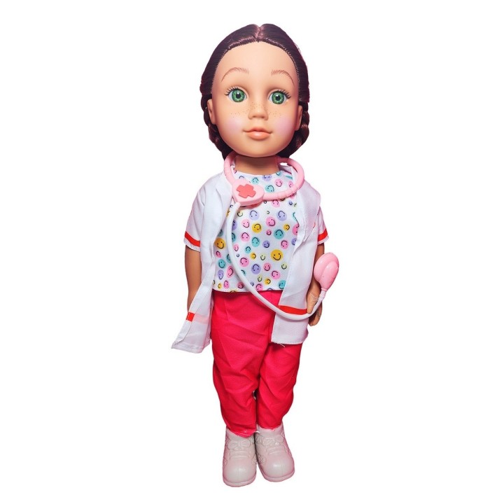 Muñeca Doctora Con Bata + Estetoscopio Accesorios Doctora