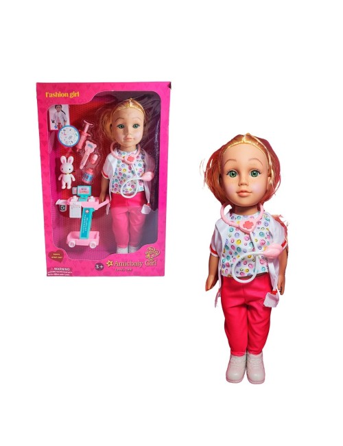 Muñeca Doctora Con Bata + Estetoscopio Accesorios Doctora