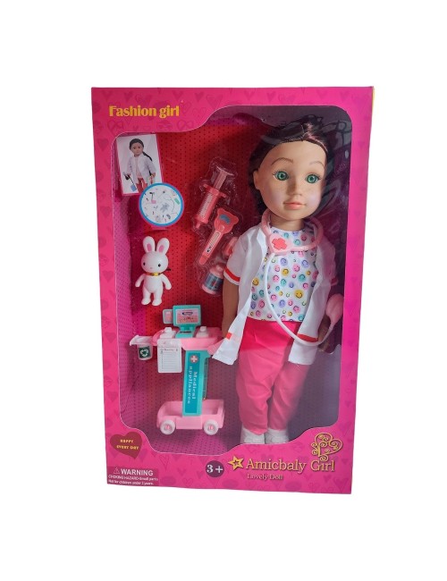 Muñeca Doctora Con Bata + Estetoscopio Accesorios Doctora
