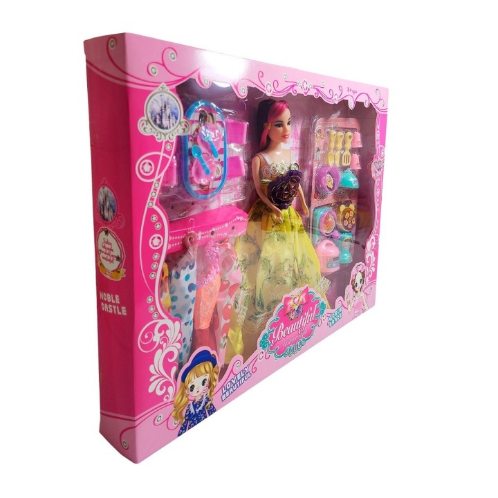 Muñeca Princesa Con Vestidos + Accesorios De Cocina Juguete