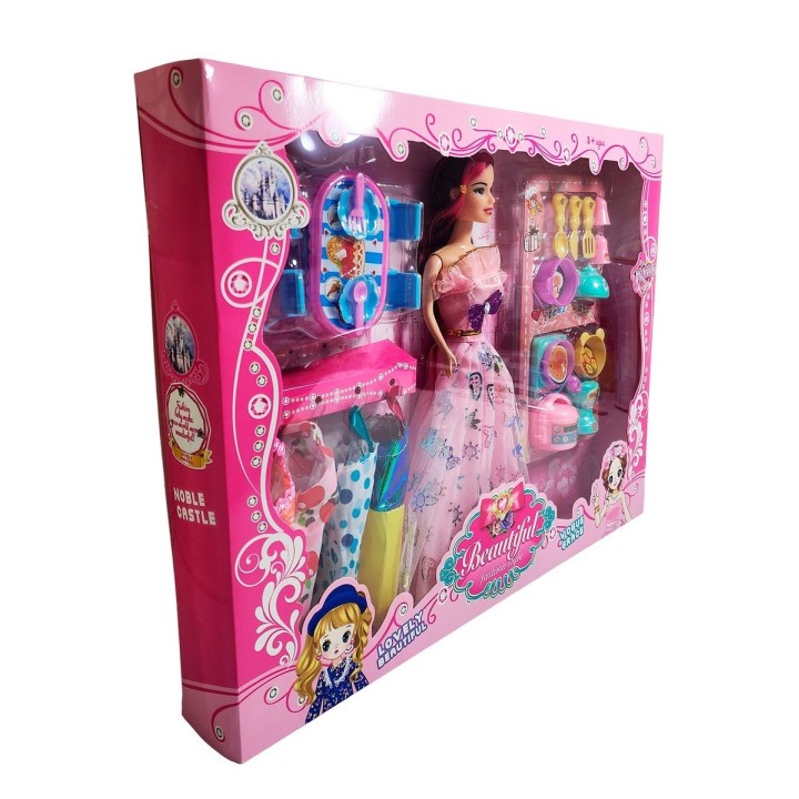 Muñeca Princesa Con Vestidos + Accesorios De Cocina Juguete