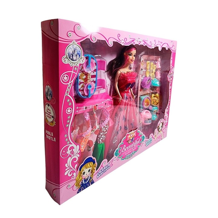 Muñeca Princesa Con Vestidos + Accesorios De Cocina Juguete