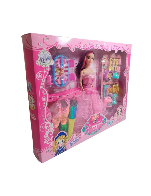 Muñeca Princesa Con Vestidos + Accesorios De Cocina Juguete