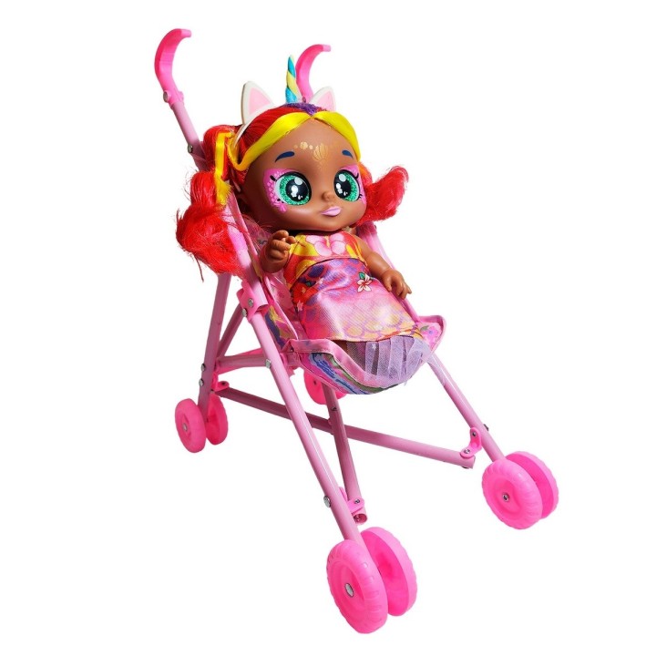 Muñeca Bebe Ojos Expresivos + Coche Juguete Niñas