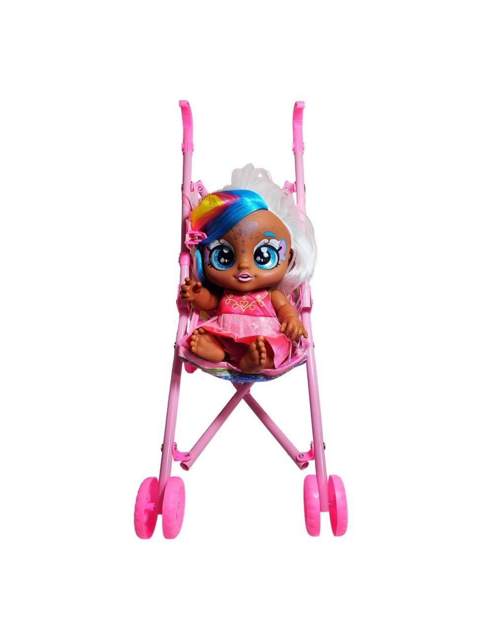 Muñeca Bebe Ojos Expresivos + Coche Juguete Niñas