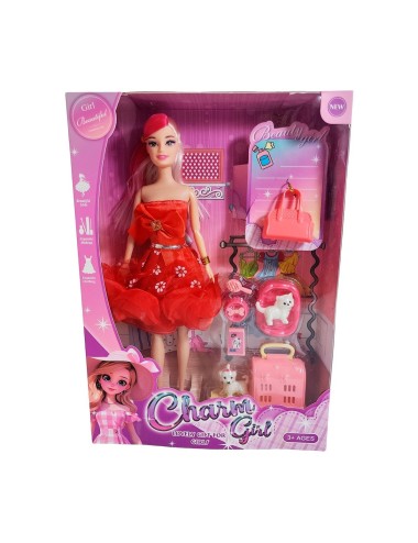 Muñeca Vestido Elegante Con Mascotas Accesorios De Mascotas