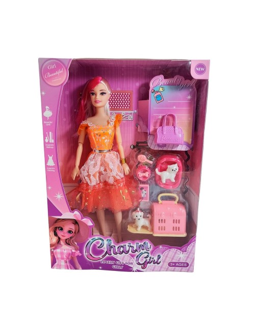 Muñeca Vestido Elegante Con Mascotas Accesorios De Mascotas