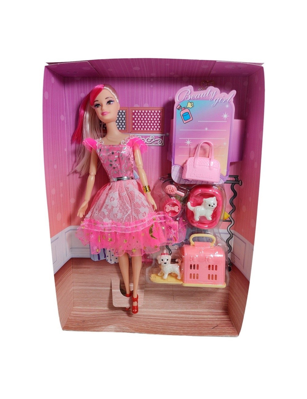 Muñeca Vestido Elegante Con Mascotas Accesorios De Mascotas