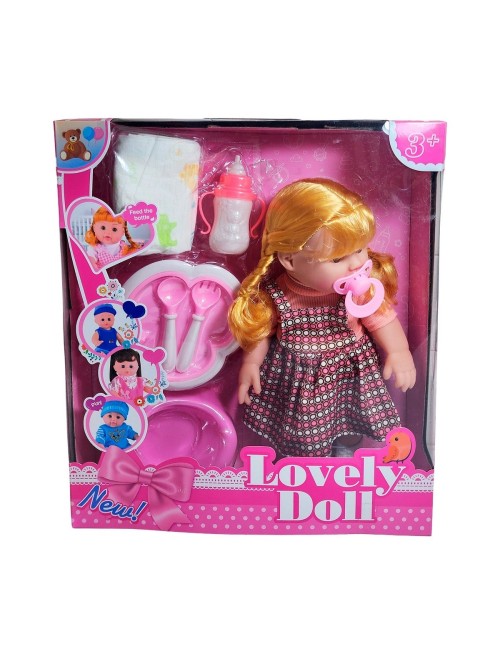 Muñeca Bebe Vestido + Utencilios Pañal Tetero Juguete Niñas