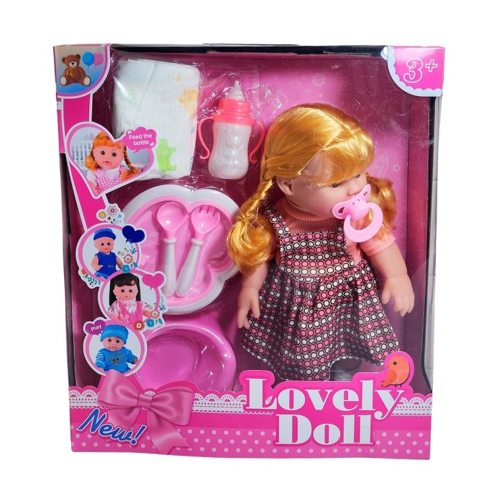 Muñeca Bebe Vestido + Utencilios Pañal Tetero Juguete Niñas