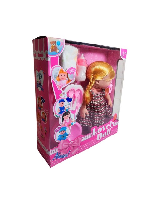 Muñeca Bebe Vestido + Utencilios Pañal Tetero Juguete Niñas