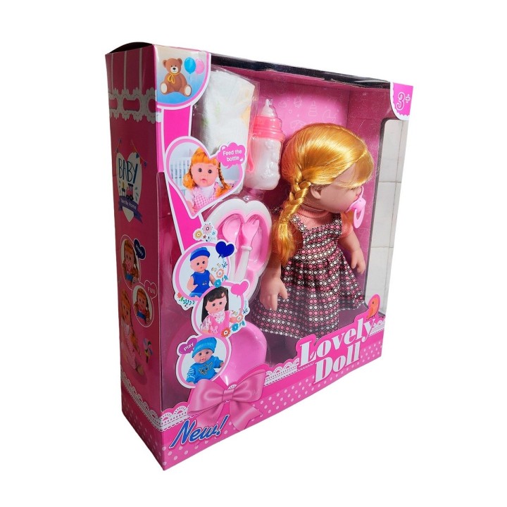 Muñeca Bebe Vestido + Utencilios Pañal Tetero Juguete Niñas