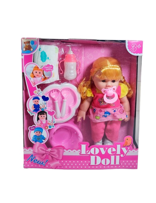 Muñeca Bebe Vestido + Utencilios Pañal Tetero Juguete Niñas