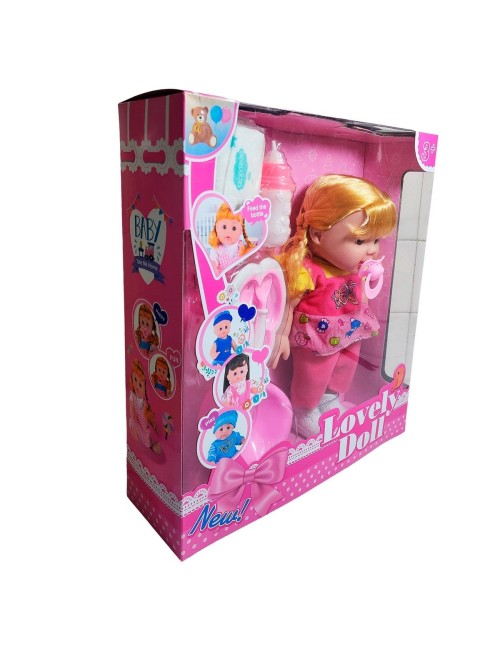 Muñeca Bebe Vestido + Utencilios Pañal Tetero Juguete Niñas