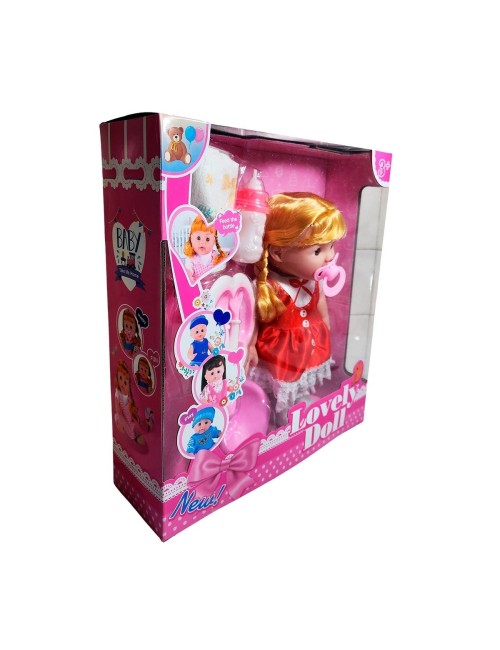 Muñeca Bebe Vestido + Utencilios Pañal Tetero Juguete Niñas