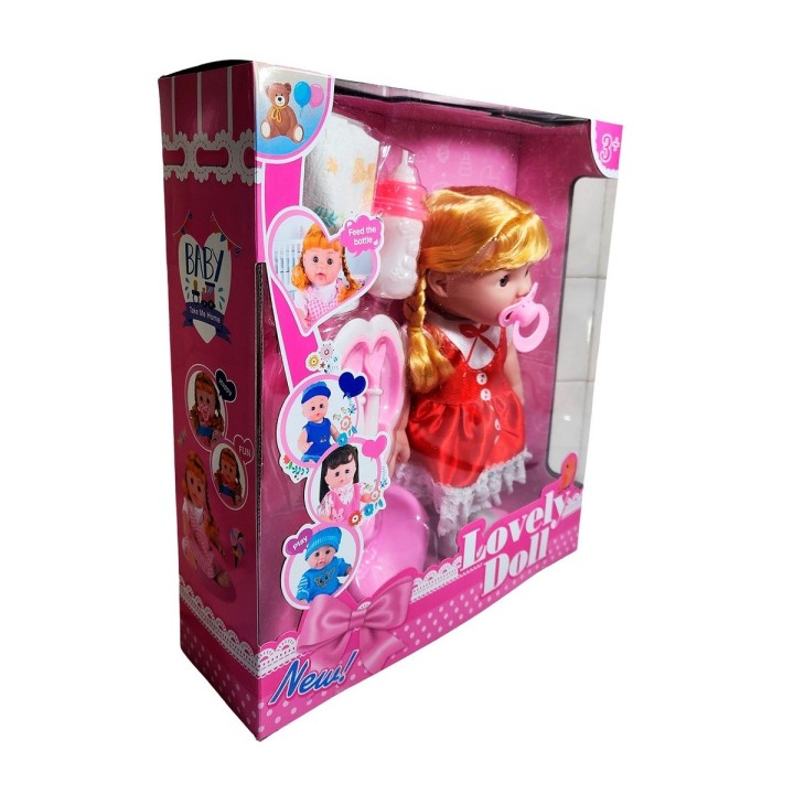 Muñeca Bebe Vestido + Utencilios Pañal Tetero Juguete Niñas