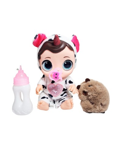 Muñeca Ojos Expresivos Con Tetero + Peluche Capibara Juguete