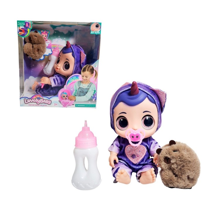 Muñeca Ojos Expresivos Con Tetero + Peluche Capibara Juguete