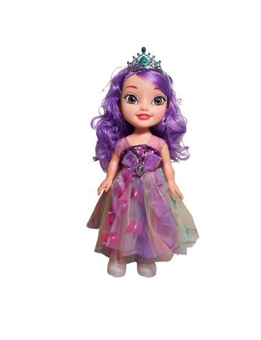 Muñeca Reina Con Corona Y Vestido + Bolso Juguete Niñas