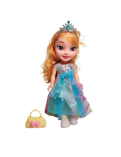 Muñeca Reina Con Corona Y Vestido + Bolso Juguete Niñas