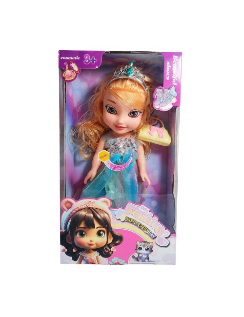 Muñeca Reina Con Corona Y Vestido + Bolso Juguete Niñas