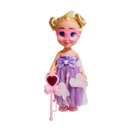Muñeca Princesa Vestido Con Antifaz + Cetro Mágico Rosa