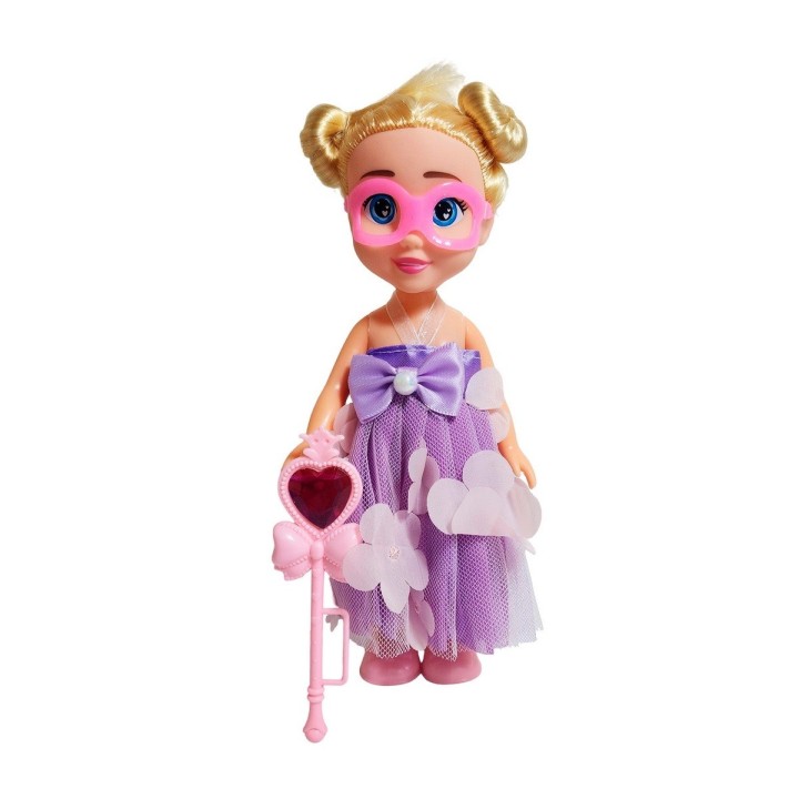 Muñeca Princesa Vestido Con Antifaz + Cetro Mágico Rosa