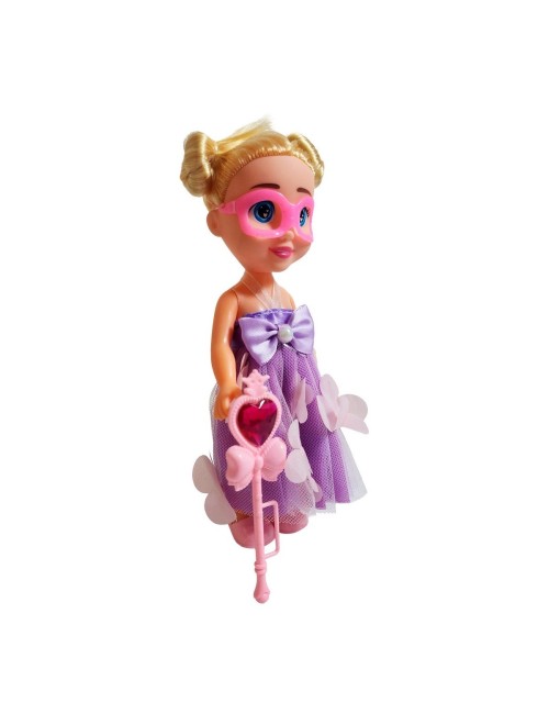 Muñeca Princesa Vestido Con Antifaz + Cetro Mágico Rosa