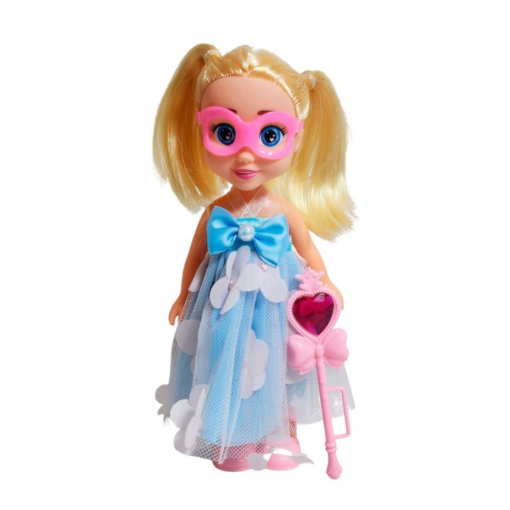 Muñeca Princesa Vestido Con Antifaz + Cetro Mágico Rosa