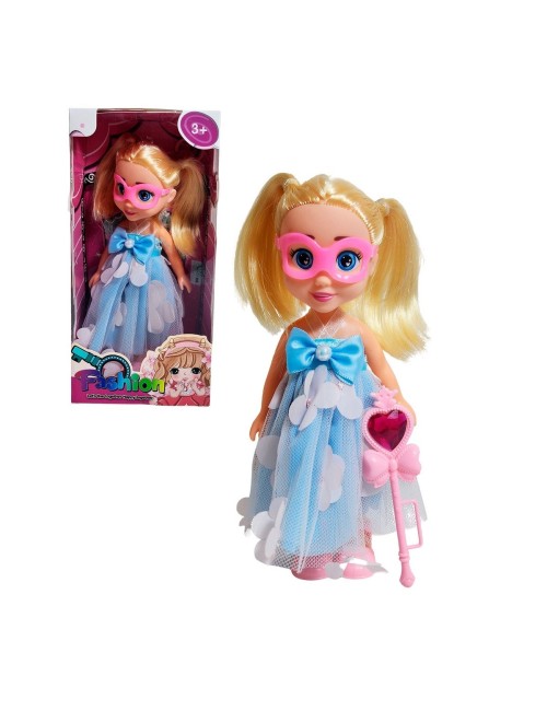 Muñeca Princesa Vestido Con Antifaz + Cetro Mágico Rosa