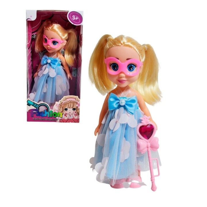 Muñeca Princesa Vestido Con Antifaz + Cetro Mágico Rosa