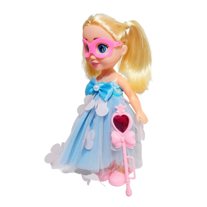 Muñeca Princesa Vestido Con Antifaz + Cetro Mágico Rosa
