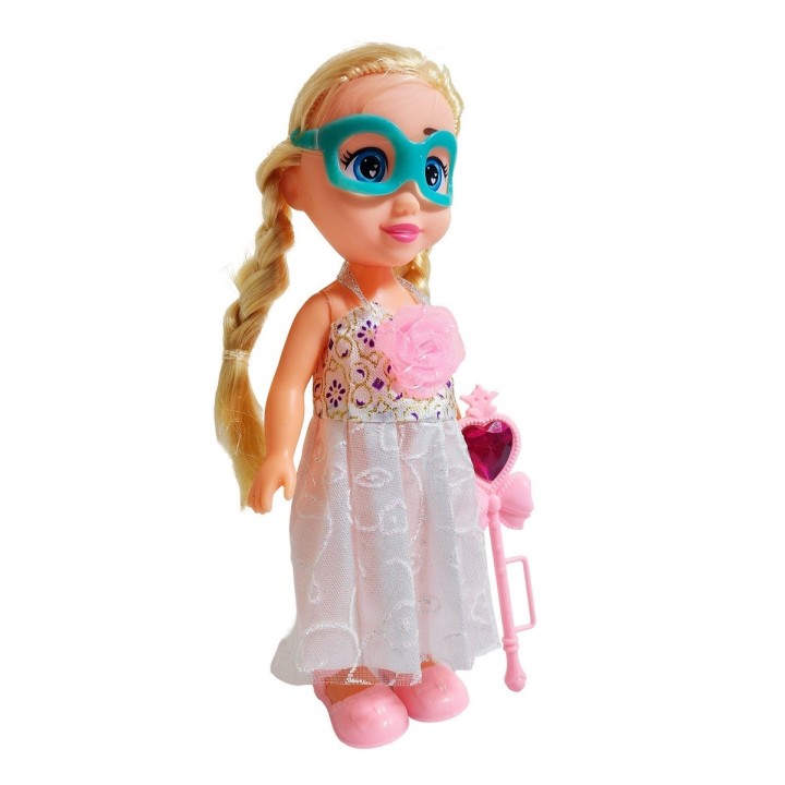 Muñeca Princesa Vestido Con Antifaz + Cetro Mágico Rosa