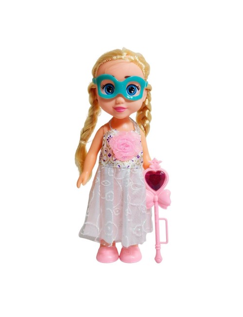 Muñeca Princesa Vestido Con Antifaz + Cetro Mágico Rosa