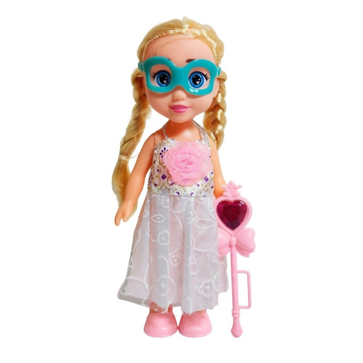Muñeca Princesa Vestido Con Antifaz + Cetro Mágico Rosa