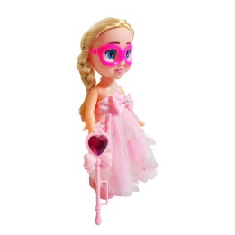 Muñeca Princesa Vestido Con Antifaz + Cetro Mágico Rosa