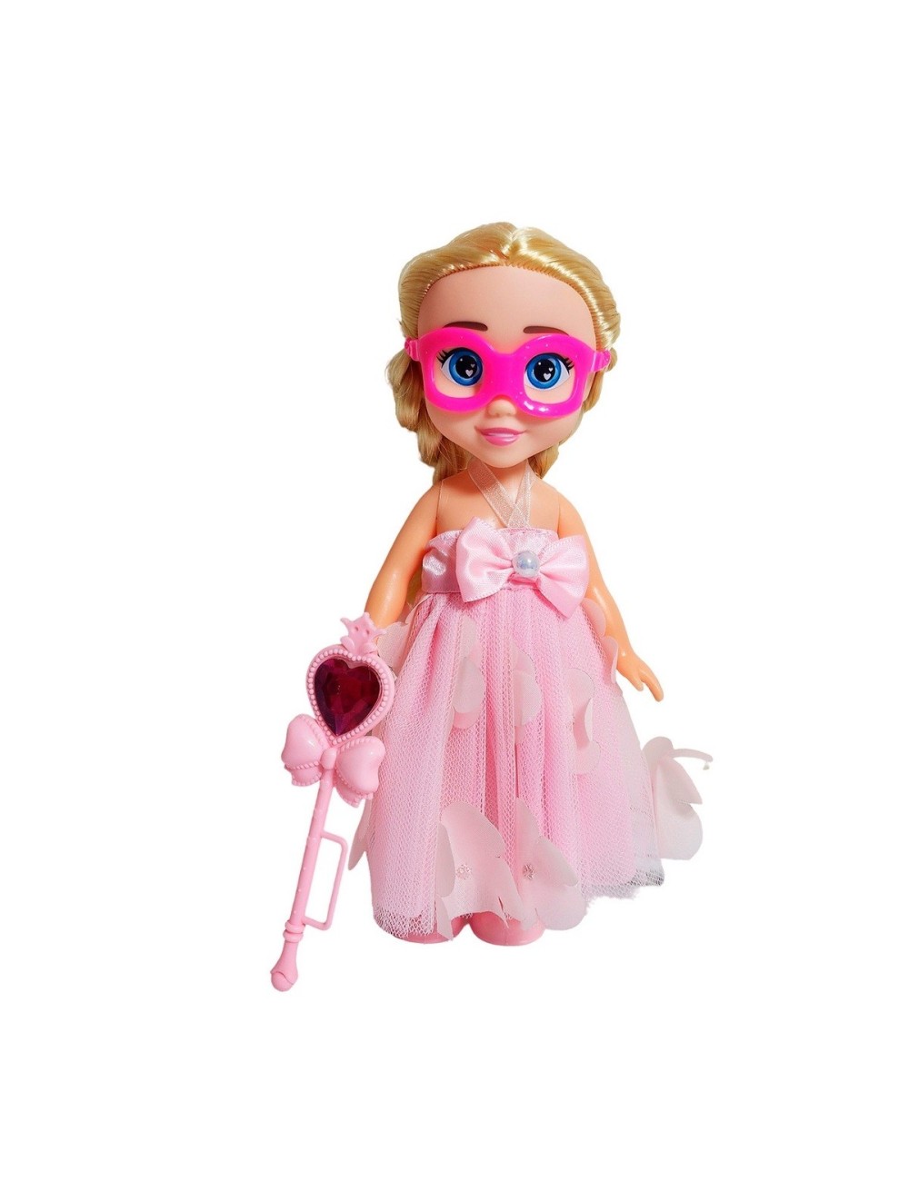 Muñeca Princesa Vestido Con Antifaz + Cetro Mágico Rosa