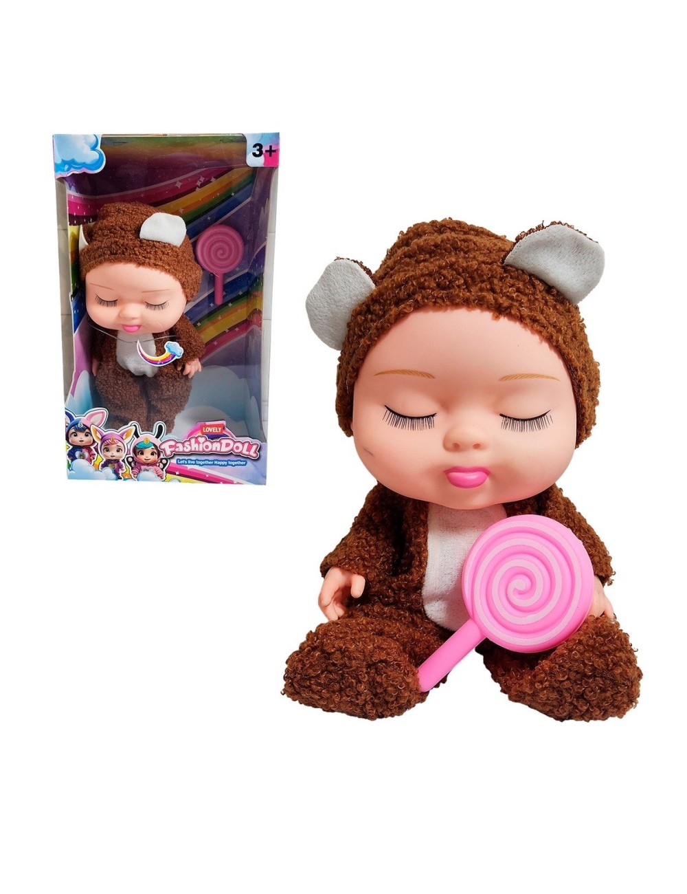 Muñeco Bebe Bebote Dormilon Tierno + Paleta Juguete Niñas