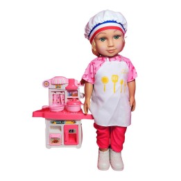 Muñeca Chef Con Cocina + Accesorios De Cocina Juguete Niñas