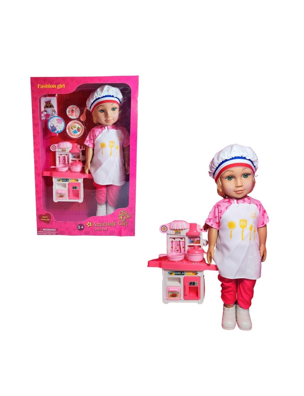 Muñeca Chef Con Cocina + Accesorios De Cocina Juguete Niñas