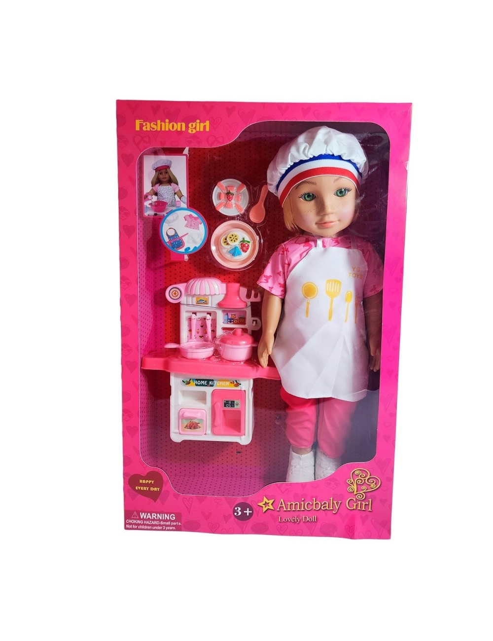 Muñeca Chef Con Cocina + Accesorios De Cocina Juguete Niñas