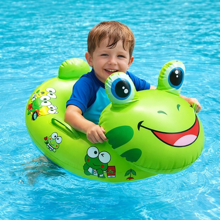 Flotador Inflable Bote Lancha Figura Rana Unisex Verde